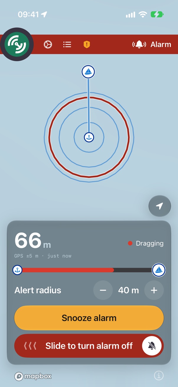 The alarm ringing after the boat dragged